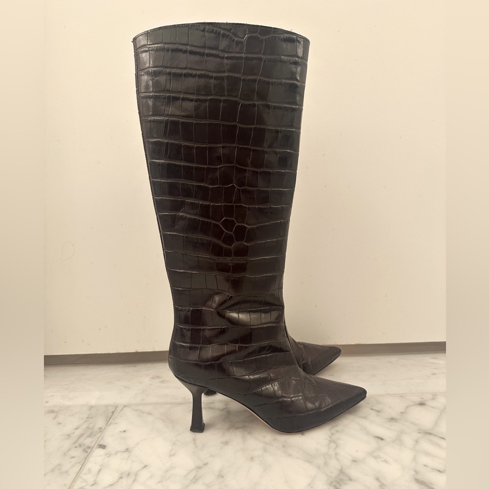 Dear Frances Ana Knee High Boot, Brown Croc, Size 38